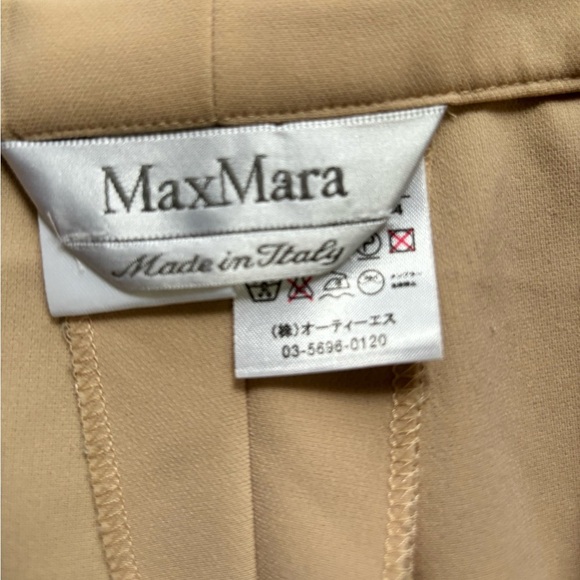 MaxMara Beige Tan Straight Wide Leg high waisted Trousers Womens size 10 - Picture 3 of 5